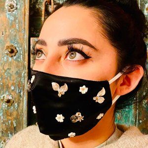 Luxury Silk Mask with Crystals, pearls and Bling